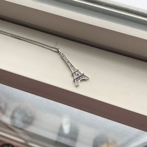 Silver Eiffel Tower Pendant Necklace